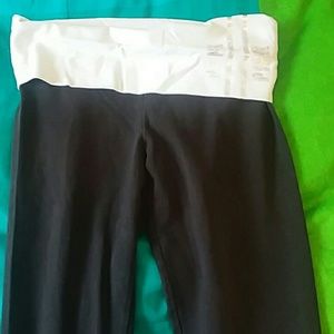 PINK yoga pants with light green band